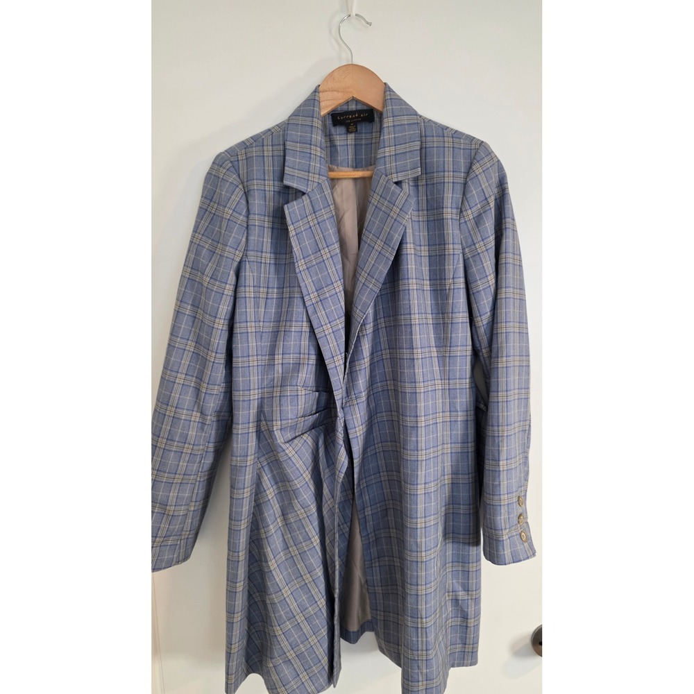 Current Air Los Angeles Blue Plaid Wrap Blazer Dress Long Sleeve Size Medium